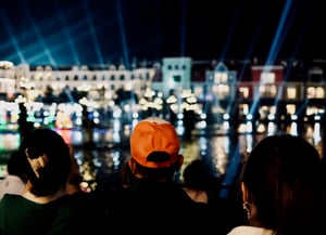 Man Watching Night Water Music Show