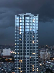 A building in a coming storm