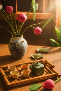 Warm, rustic Vietnamese tea set