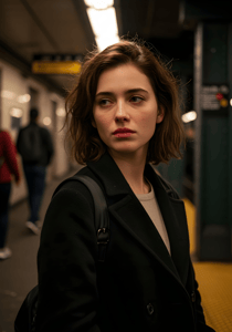Sad girl on a train station
