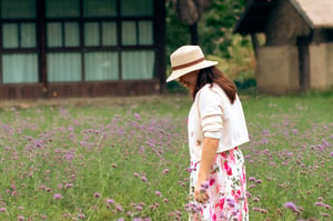 Walking among the lavender field
