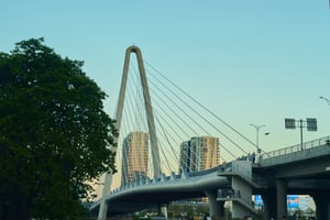 Ba Son Bridge and surrounding landscape during a Ho Chi Minh City sunset