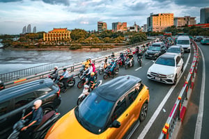 Bến Nhà Rồng, cầu Nguyễn Tất Thành giờ cao điểm