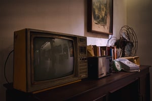 Retro Set: Old TV, Radio, Clock and Telephone