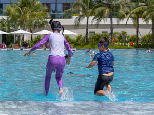 Kids playing in the swimming pool