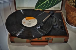An old, vintage vinyl player