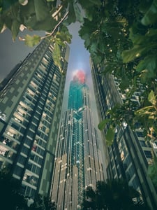 Landmark 81 in a foggy night