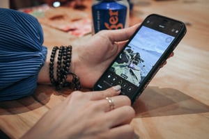 Girl editing her photo on smartphone