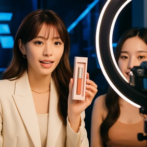 Cô gái livestream bán mỹ phẩm