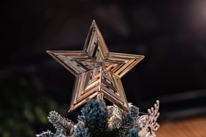 A Christmas Star on top of a pine tree