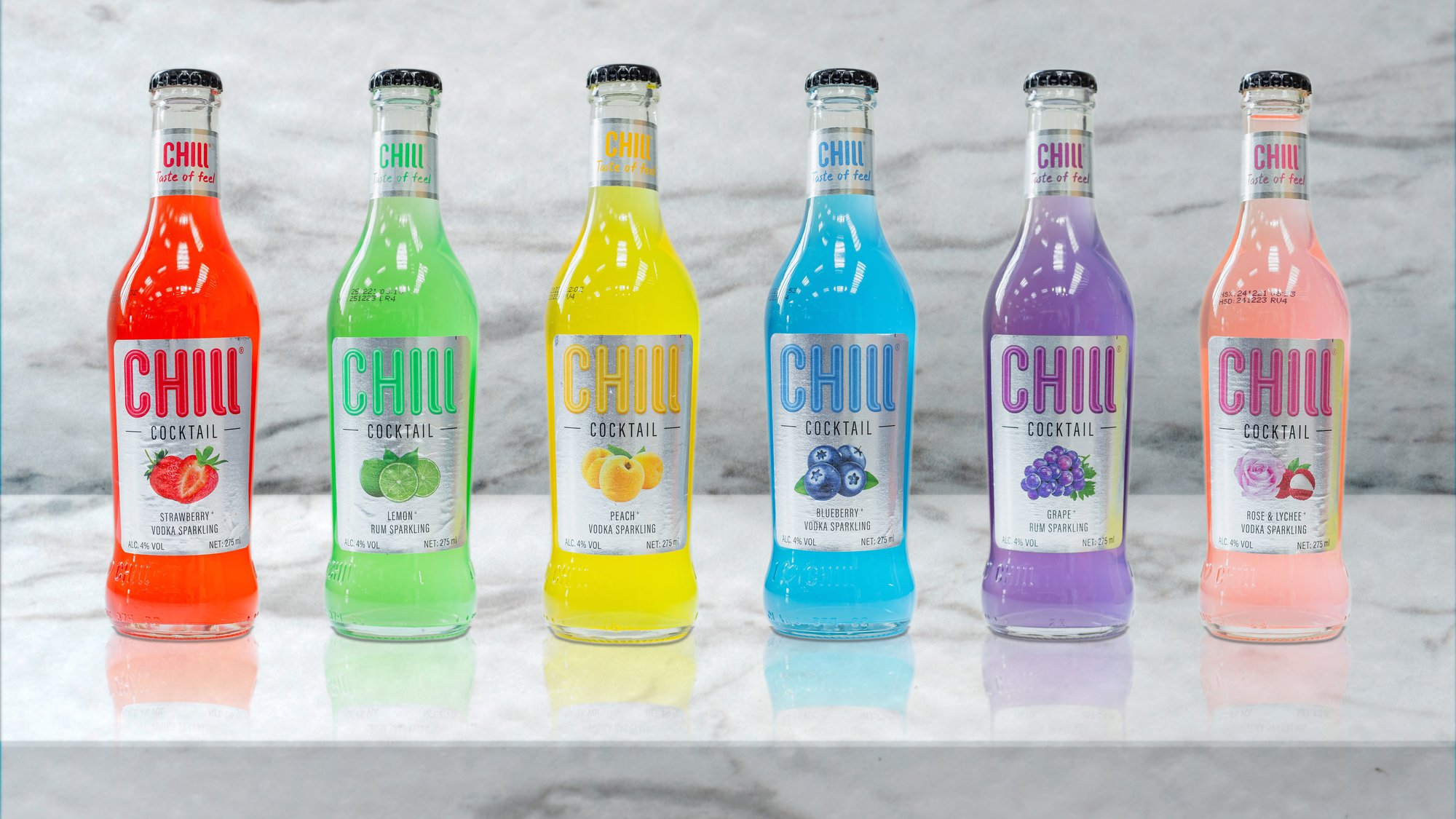 Chill Cocktail in colorful bottles