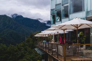 Cafe with mountain view