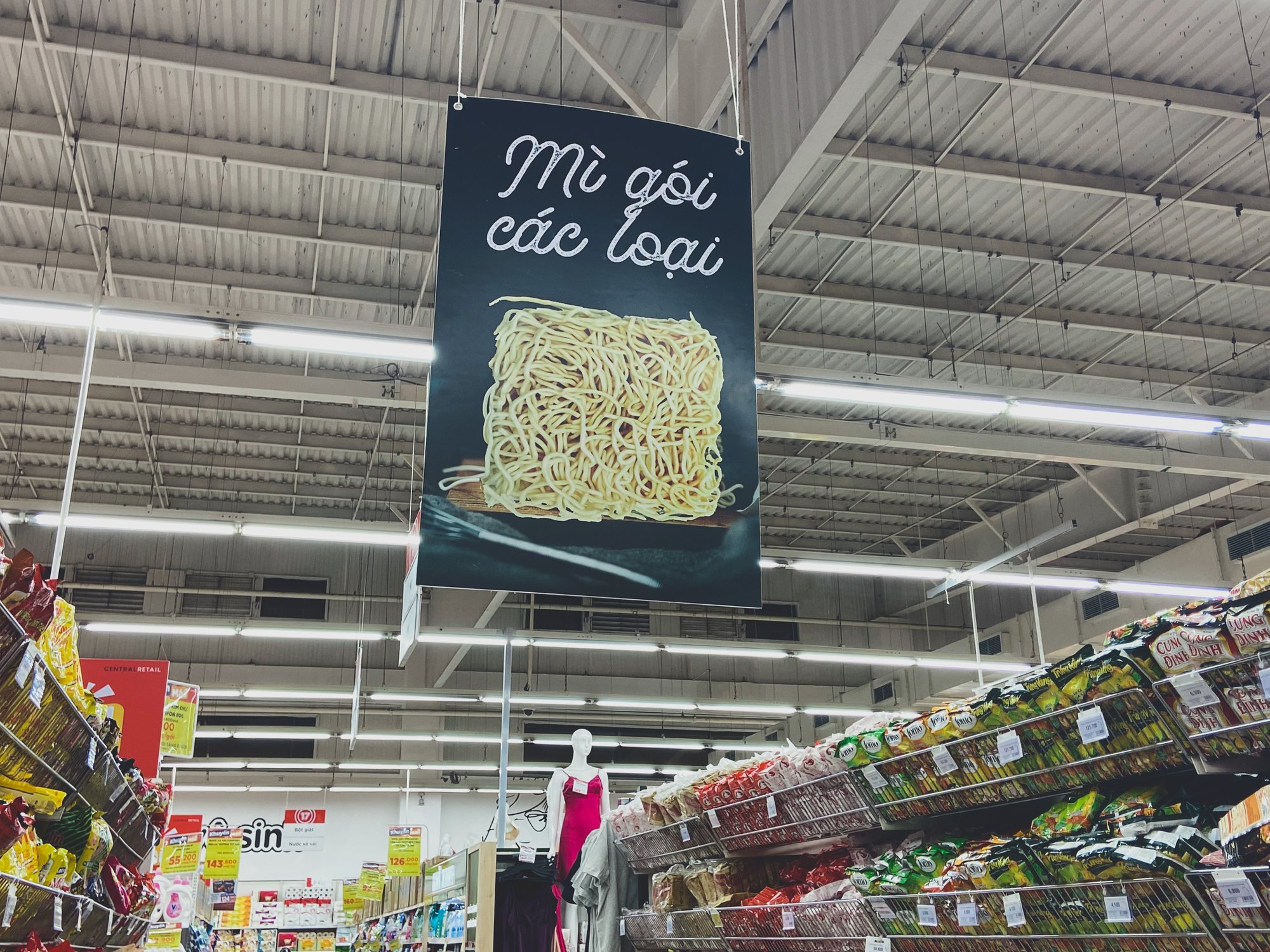 A noodle hanger in supermarket