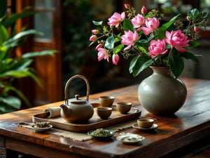 Warm, rustic Vietnamese tea set