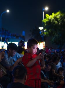 Kid using smartphone