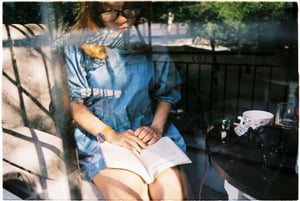 Quiet girl reading book