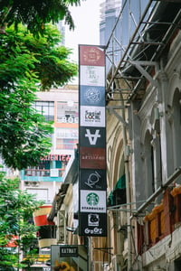 A signage of brands on Nguyen Hue