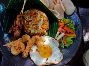 Grill pork & fried shrimp