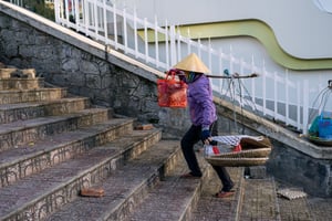 Một phụ nữ gánh hàng rong