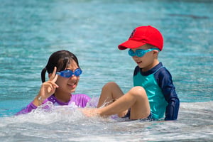 Kids playing in the pool