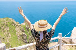 A girl enjoying her summer trip