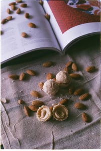 Candy and almond product concept