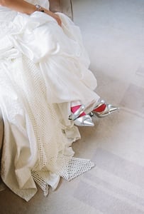 The bride is trying out shoes