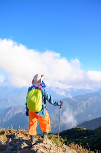 A trekker enjoying the view