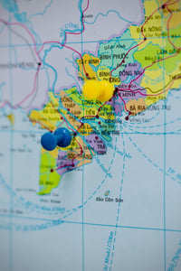 Blue Pushpin on Viet Nam map