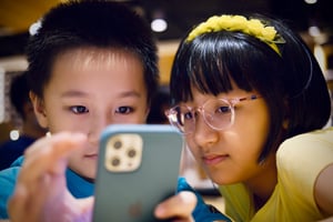 Kids playing smartphone
