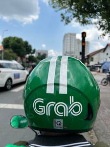 Behind a Grab Bike