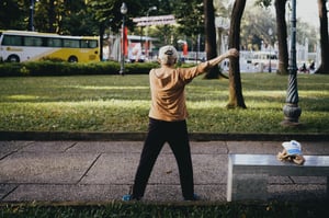 An Elder Doing Morning Exercise