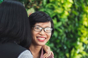 A young happy smiling girl