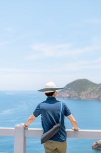 A photographer enjoying his view