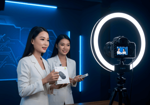 Girls during a livestreaming session