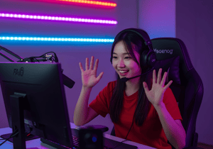 Cô gái áo đỏ đang livestream