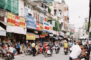 Busy street scene in Ho Chi Minh City