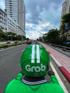 Behind a Grab Bike