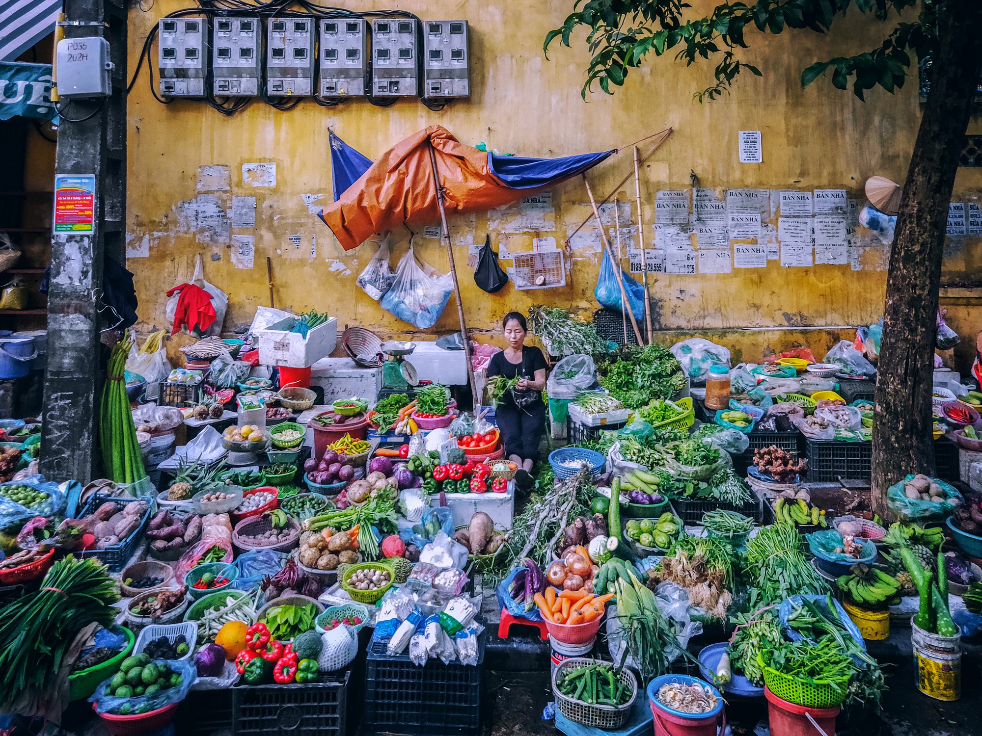 Quầy rau củ trong chợ