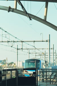 Metro Line 1 train approaches the station