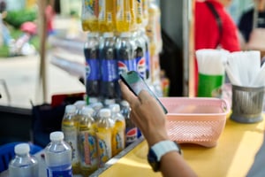 Paying for Softdrinks at the cashier using QR Code