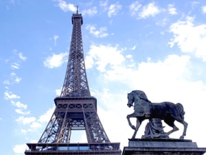 Eiffel Tower with Horse Statue