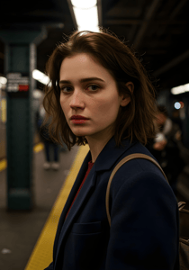 Sad girl on a train station