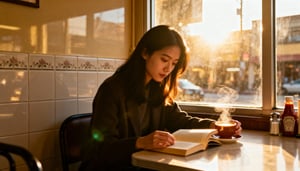 Cô gái ngồi đọc sách