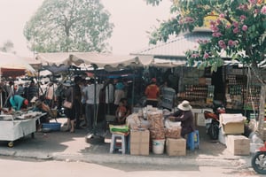 Những sạp hàng trong chợ quê