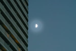 Building and half moon