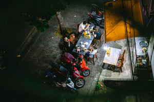 A late-night street food vendor