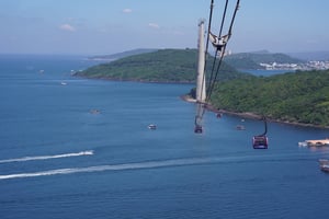 Khung cảnh nhìn từ cáp treo Hòn Thơm - Phú Quốc