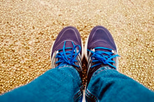 Standing on gravel stone ground