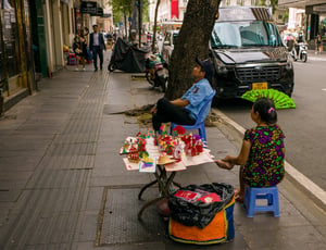 Cards for sale on sidewalk